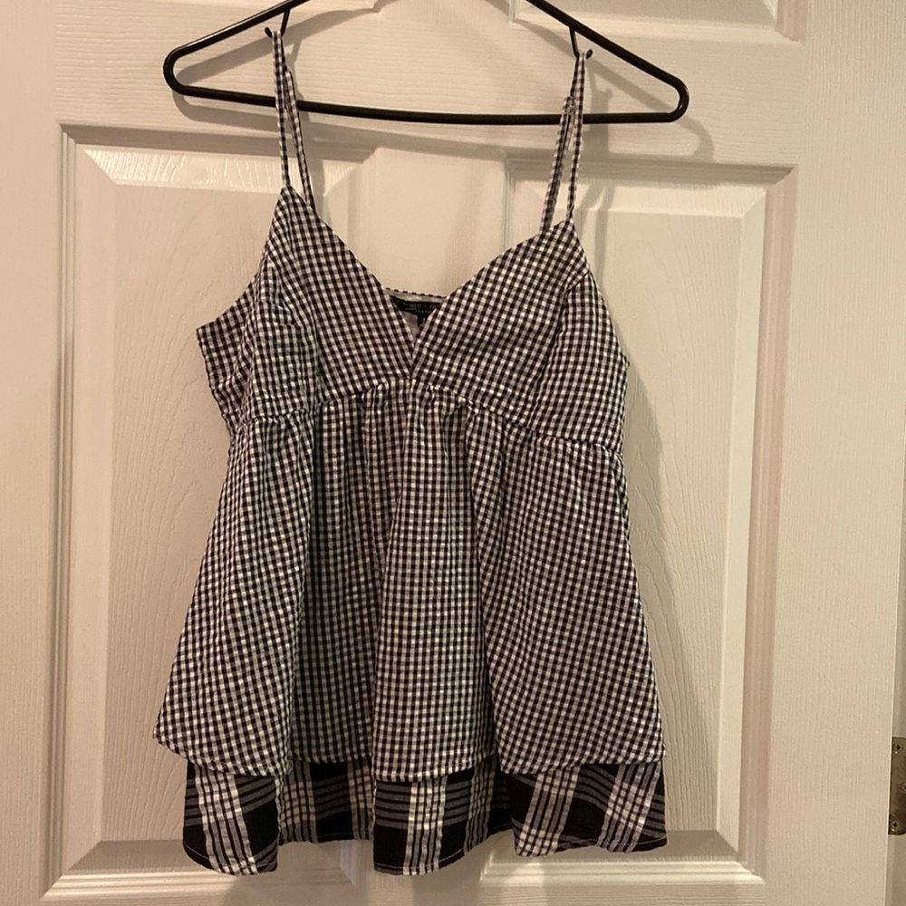 Romeo and Juliet black & white gingham spaghetti strap top.Adjustable straps new